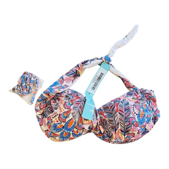 Melissa Odabash Martinique Printed Bandeau Top in Feathers NWT - Picture 1 of 7